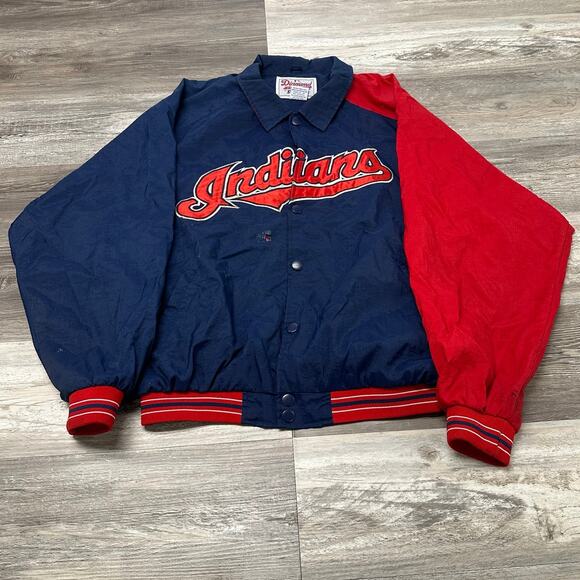 Vintage 90s Starter‎ Diamond Collection Cleveland Indians Blue Red XL MLB Jacket - Picture 1 of 6